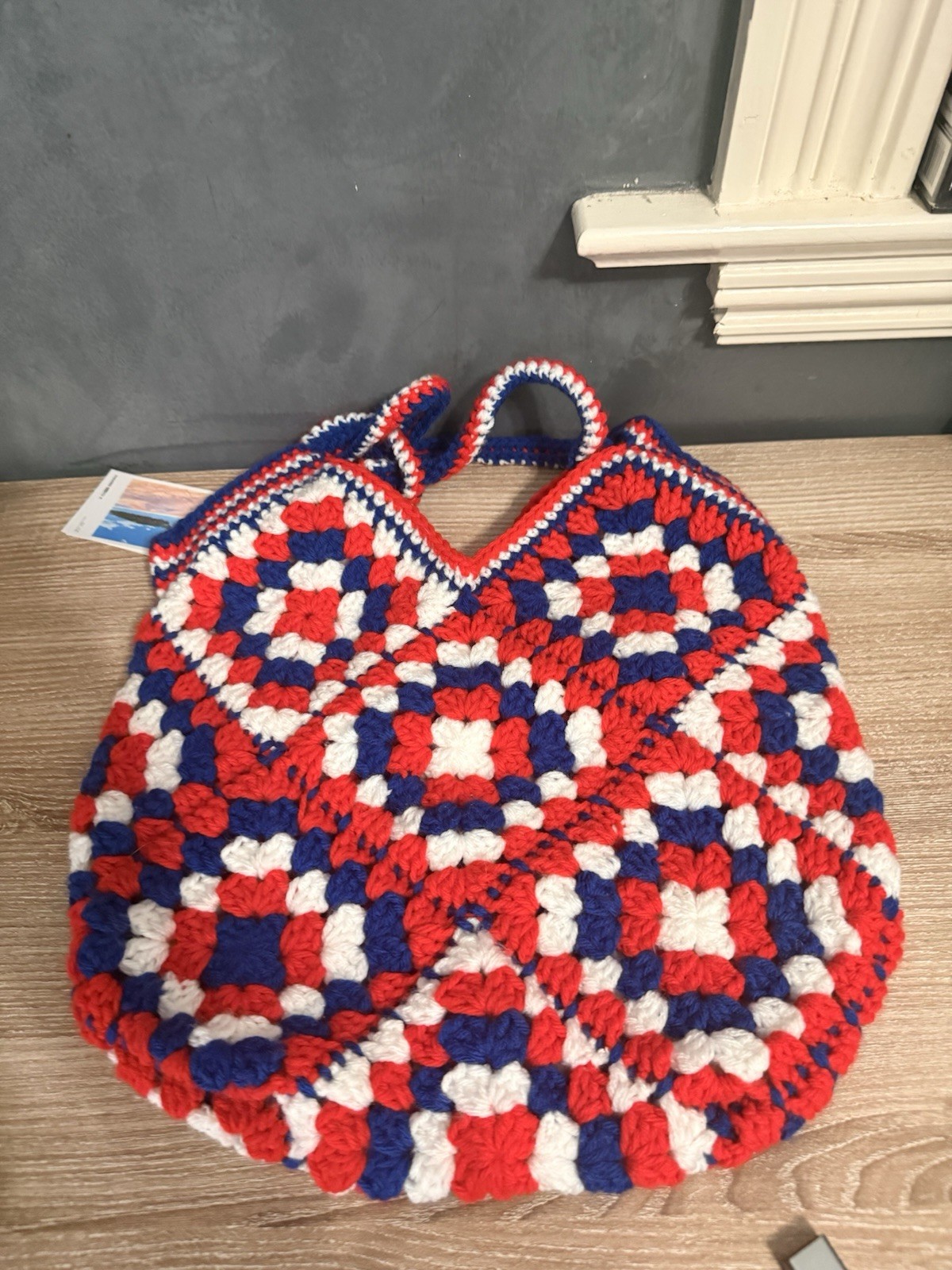 Handmade Crocheted Shopping Bag Multicolor Large 11x8x20 Polyester for all 6