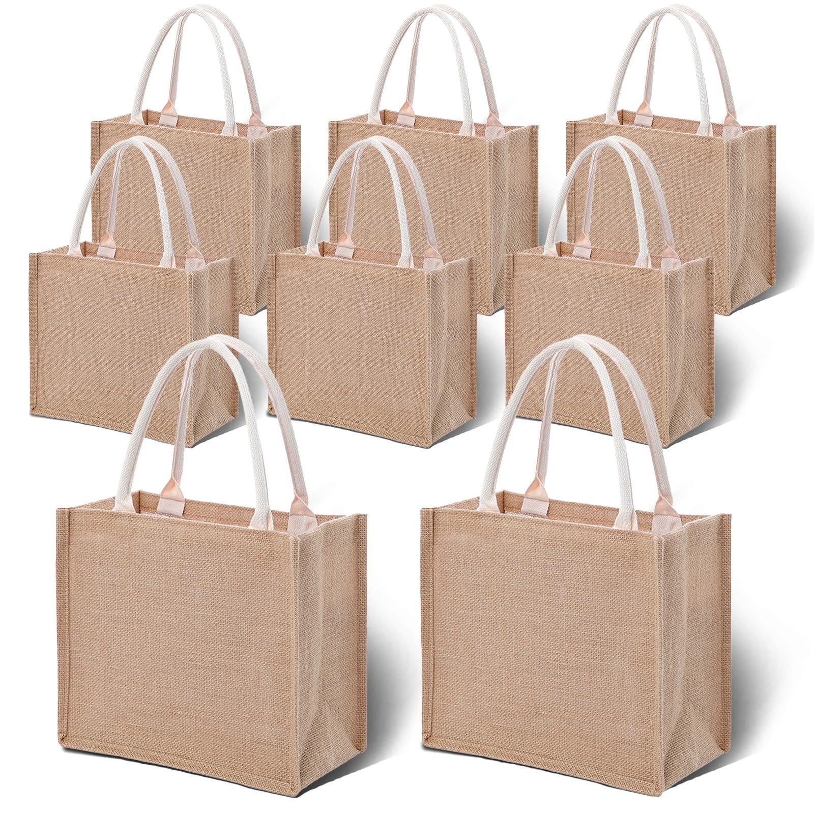 8 PCS Large Burlap Jute Tote Bags Blank DIY Crafts Wedding Bridesmaid