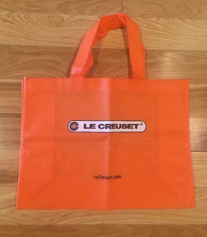 16x12x5.5 LE CREUSET Medium Orange Eco-Friendly Reusable Shopping Gift Bag Tote