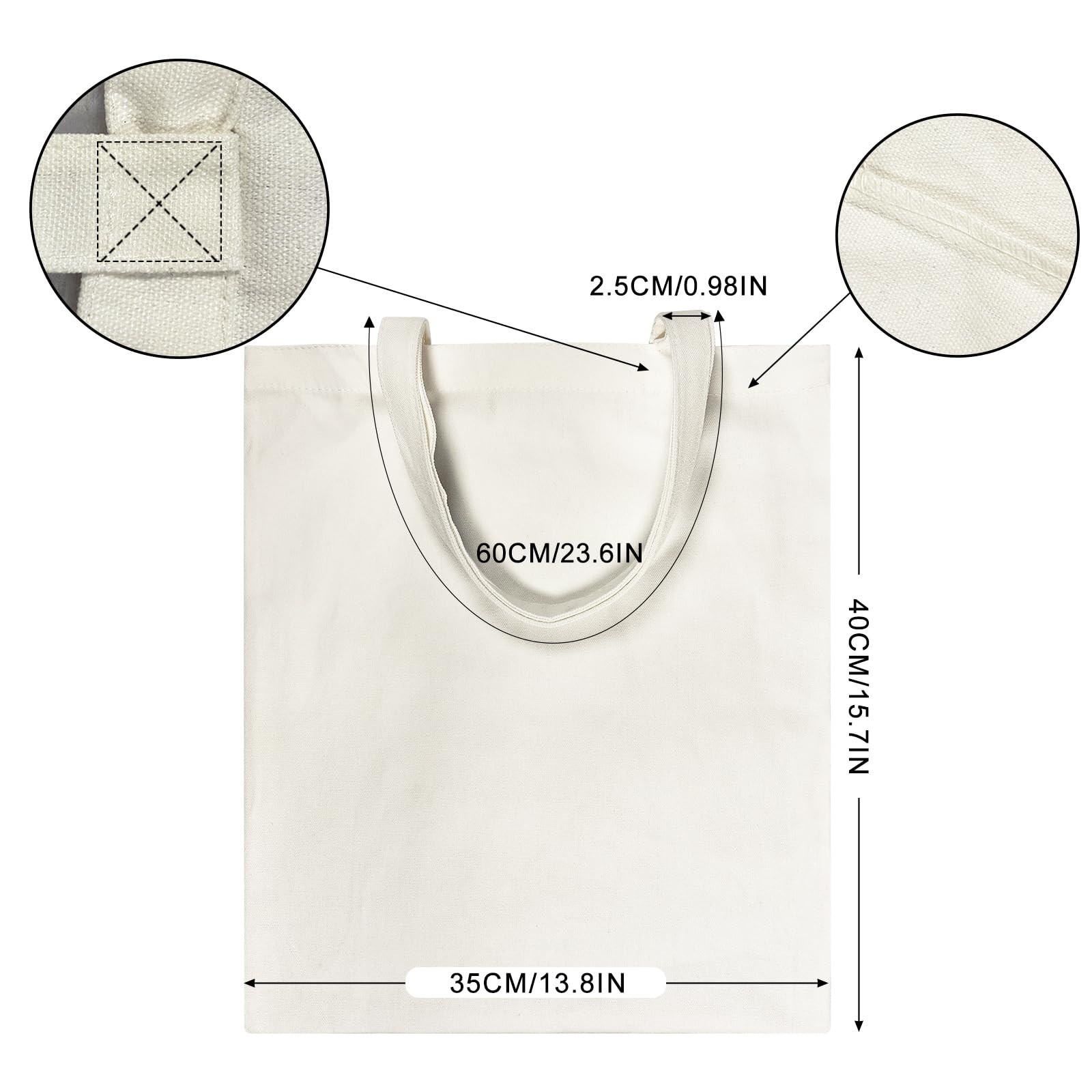 6 PCS Canvas Tote Bag, 14×16 Inches Reusable Cotton Tote Bags with Handles, H…