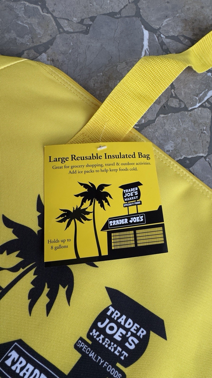 Trader Joe’s Cooler Tote Bag Large 8 Gal Insulated Reusable Yellow Pasadena