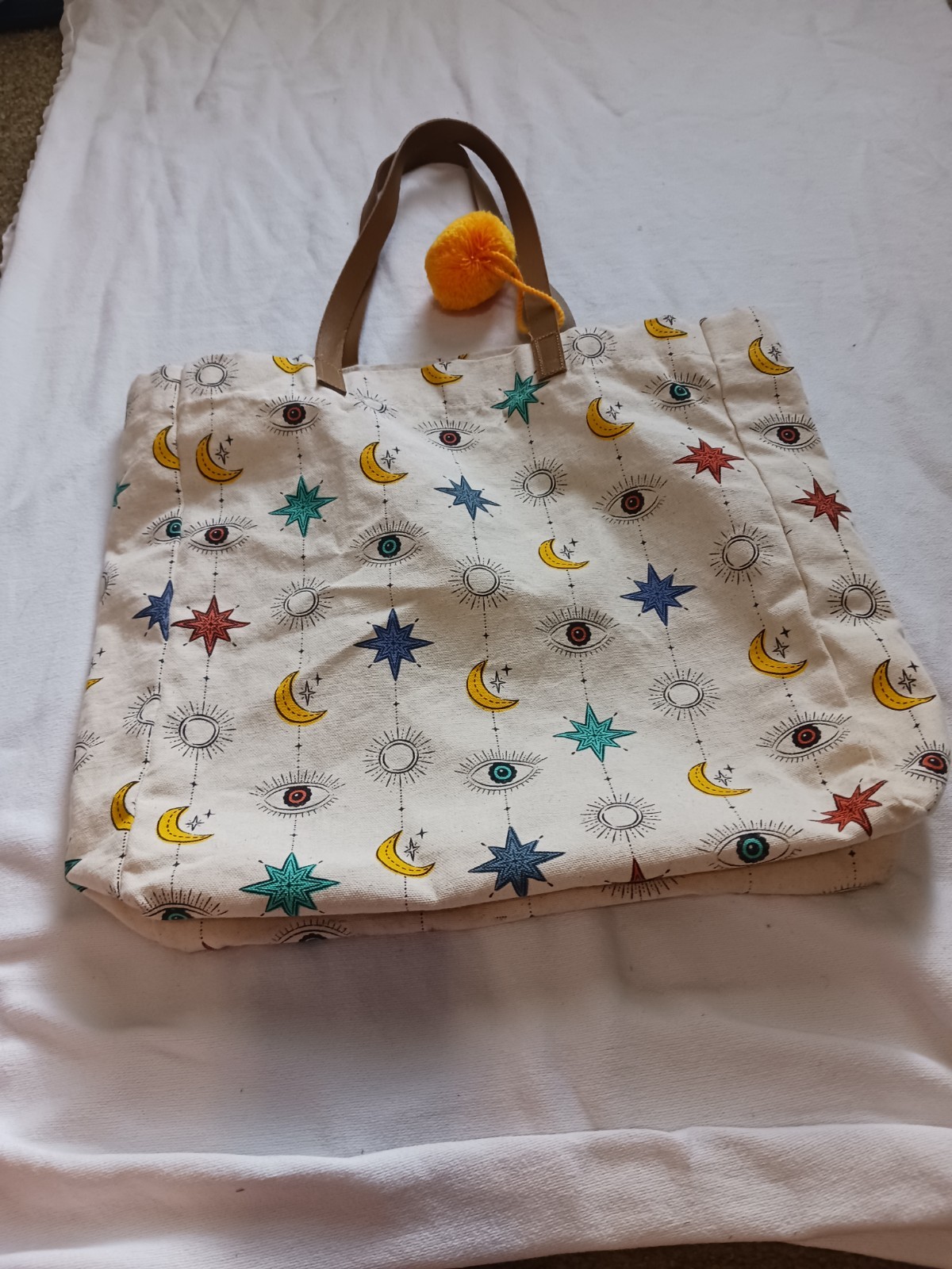 Canvas Foldable Reusable Shopping Bags Set of 2 Large Multicolor