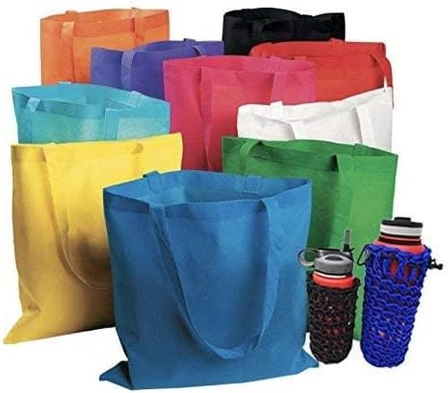 Bulk 50 Reusable Tote Bags 15X16 Inches – Large Grocery Shopping Bags, Multi Col