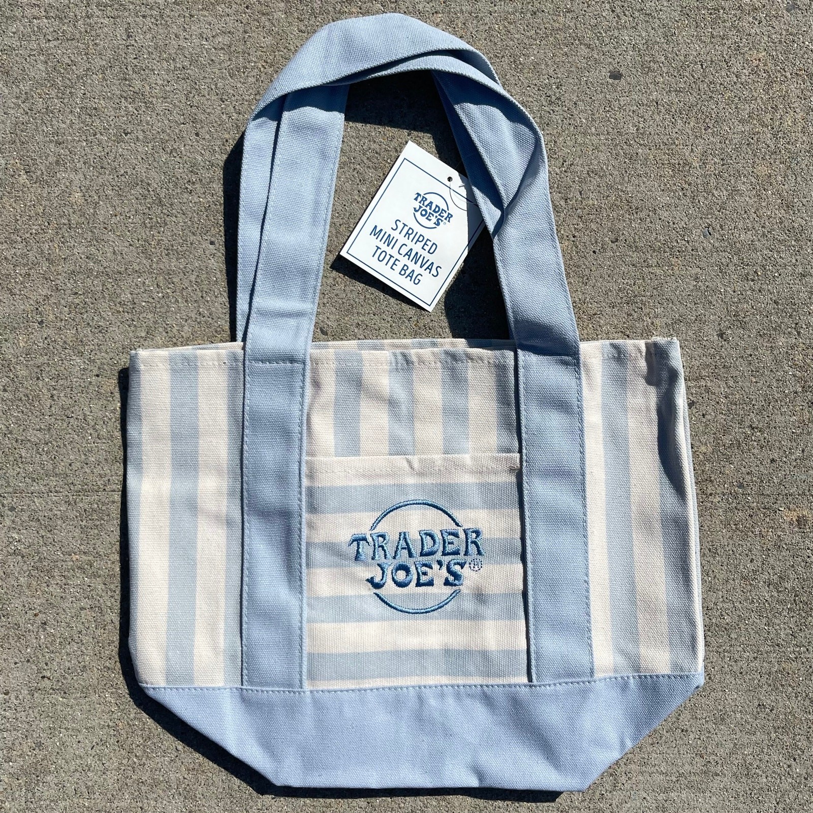 Set of 4! Trader Joe’s Canvas MINI Tote Bags PASTEL STRIPE Blue Green Pink Khaki