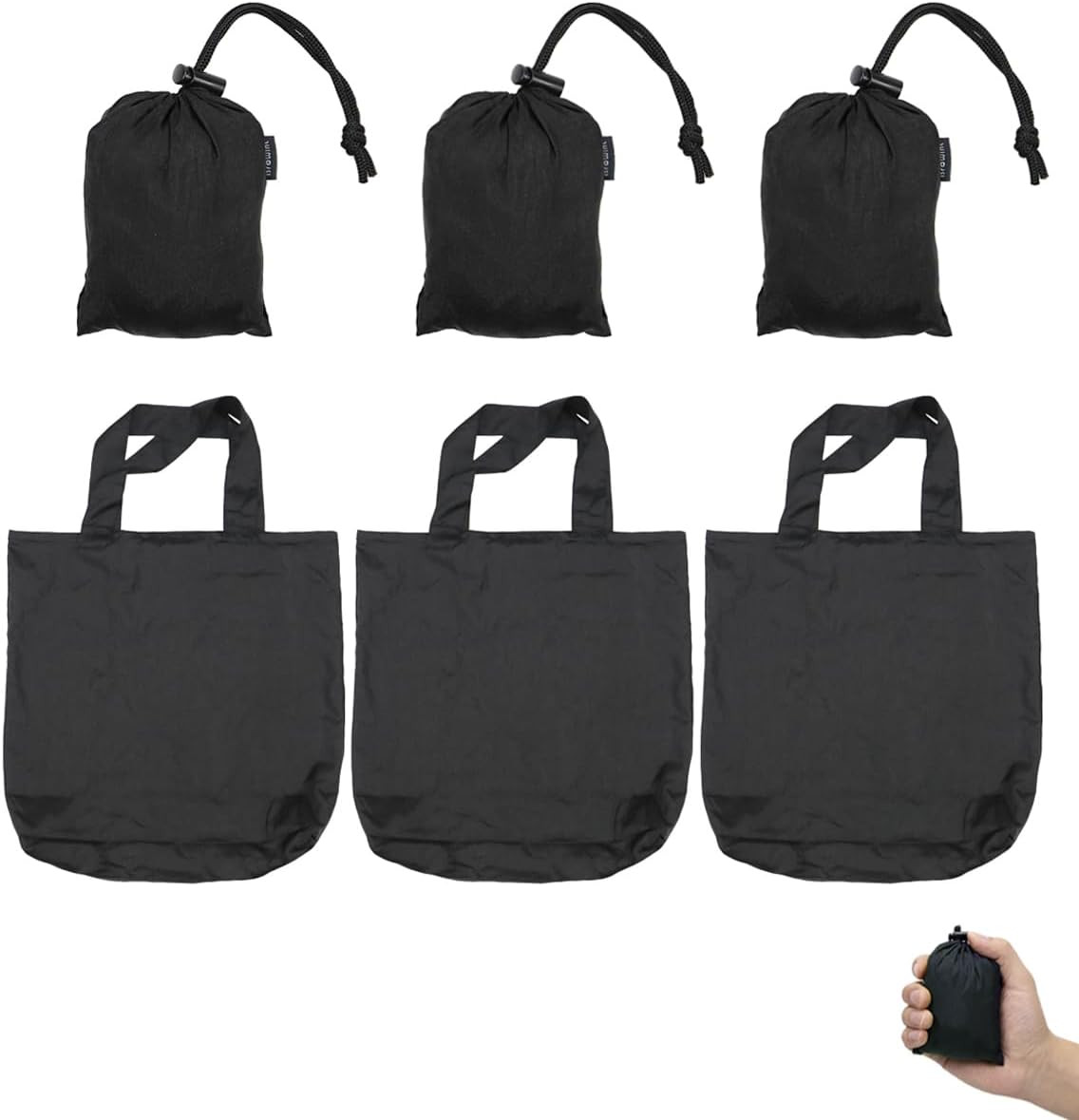 Nylon Reusable Grocery Bag (3 pack), Nylon Heavy Duty Tote Bags 110 lbs, 19″x 19