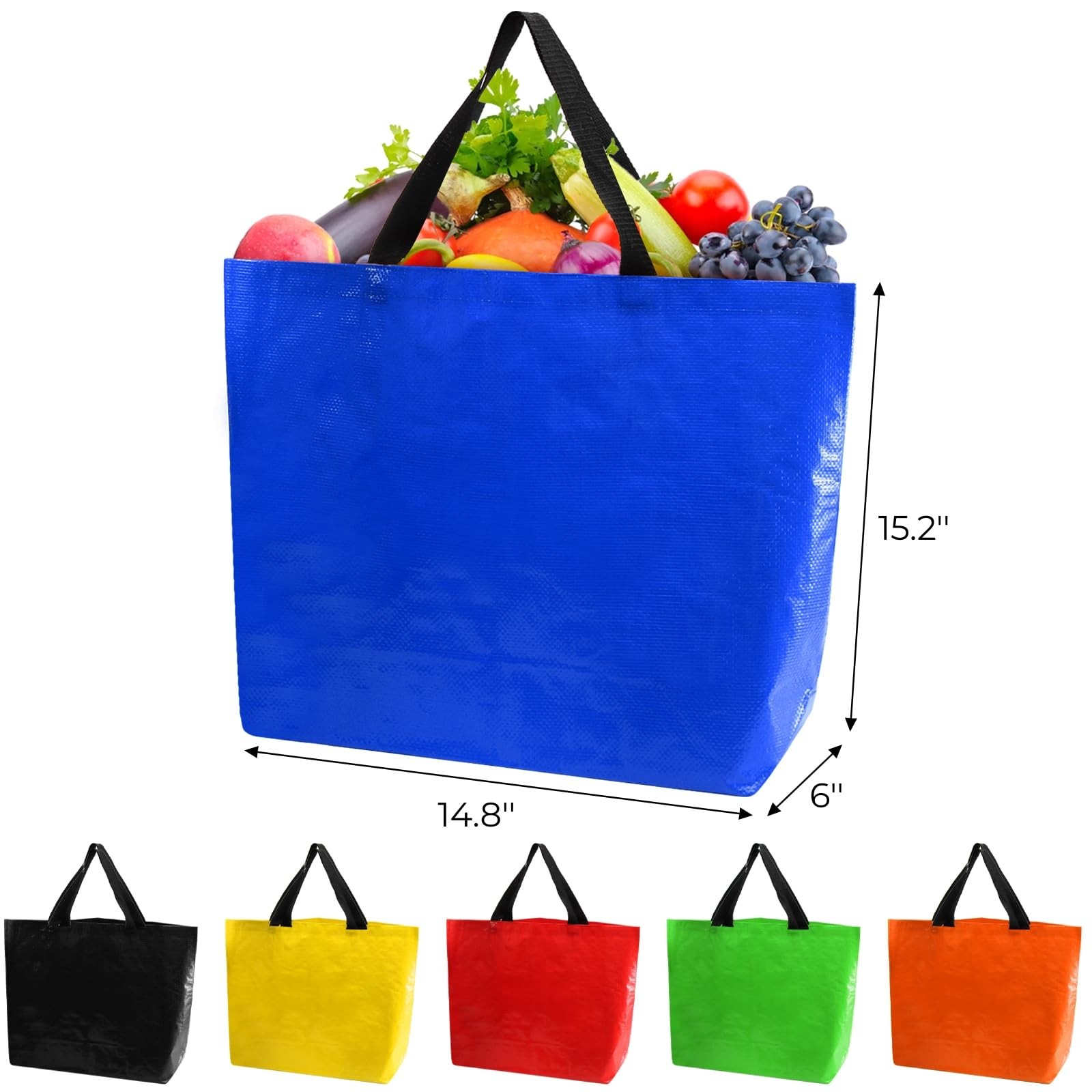 12 Pieces Reusable Grocery Bags, XL Heavy Duty Plastic Shopping Bag Bulk, Hol…