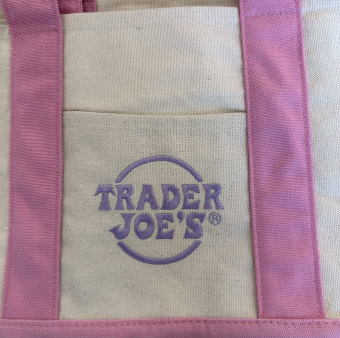 Trader Joe’s LARGE LAVENDER AND MINI PINK Canvas Tote Bag Set Of 2 VIRAL NWT!