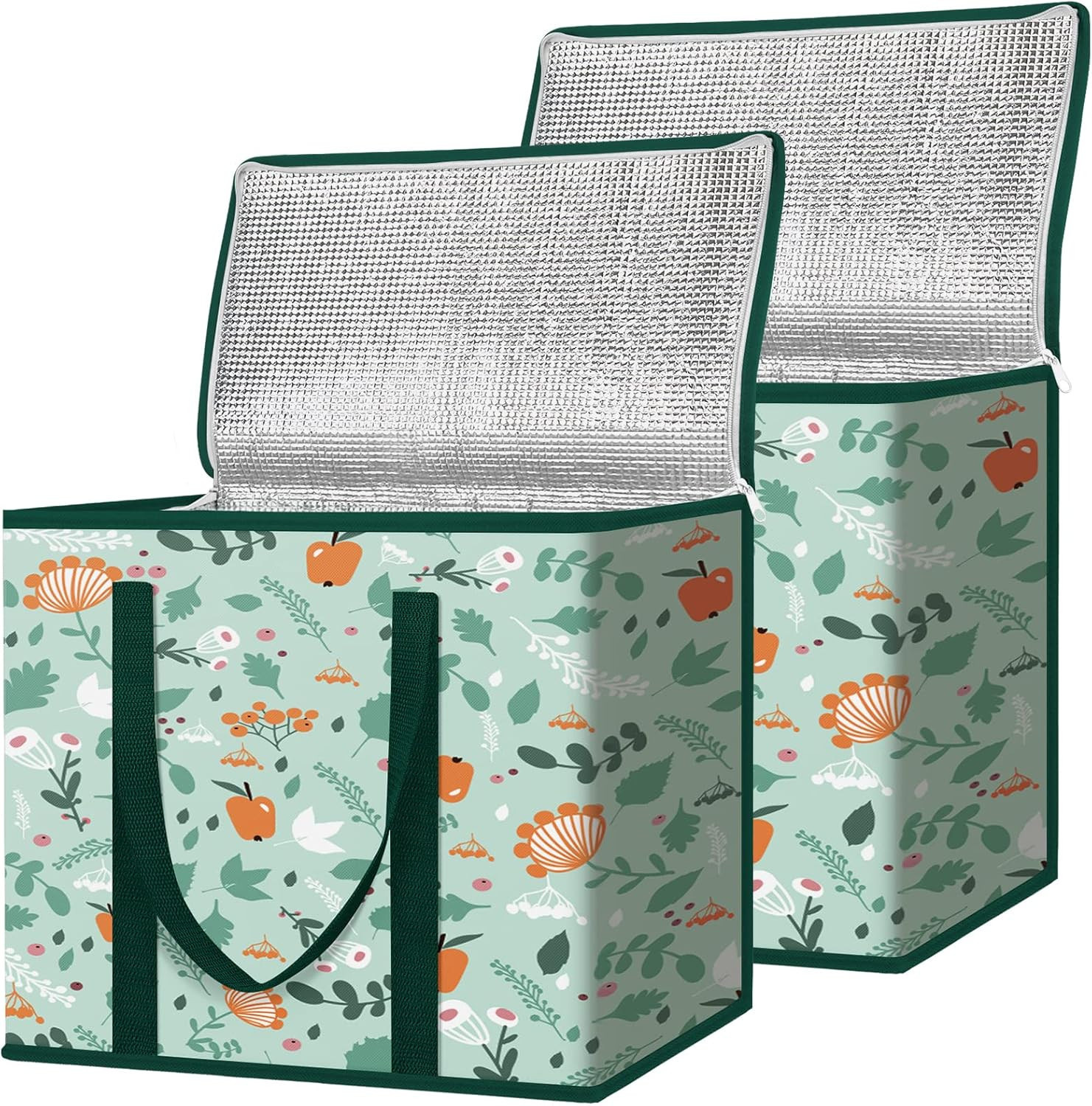 2Pk Insulated Reusable Grocery Bags, Collapsible Cooler Bag for Groceries, Heavy