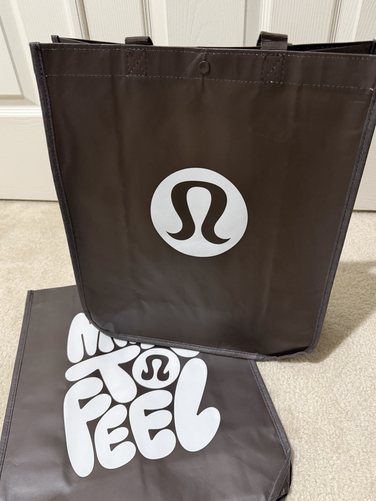 2 New Lululemon Summer Limited Edition Large 16” Reusable Shopper Tote Bag Brown
