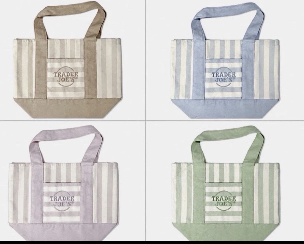 NEW Trader Joe’s Mini Canvas Tote Bag Set of 4 Striped Colors In Hand NWT 2026