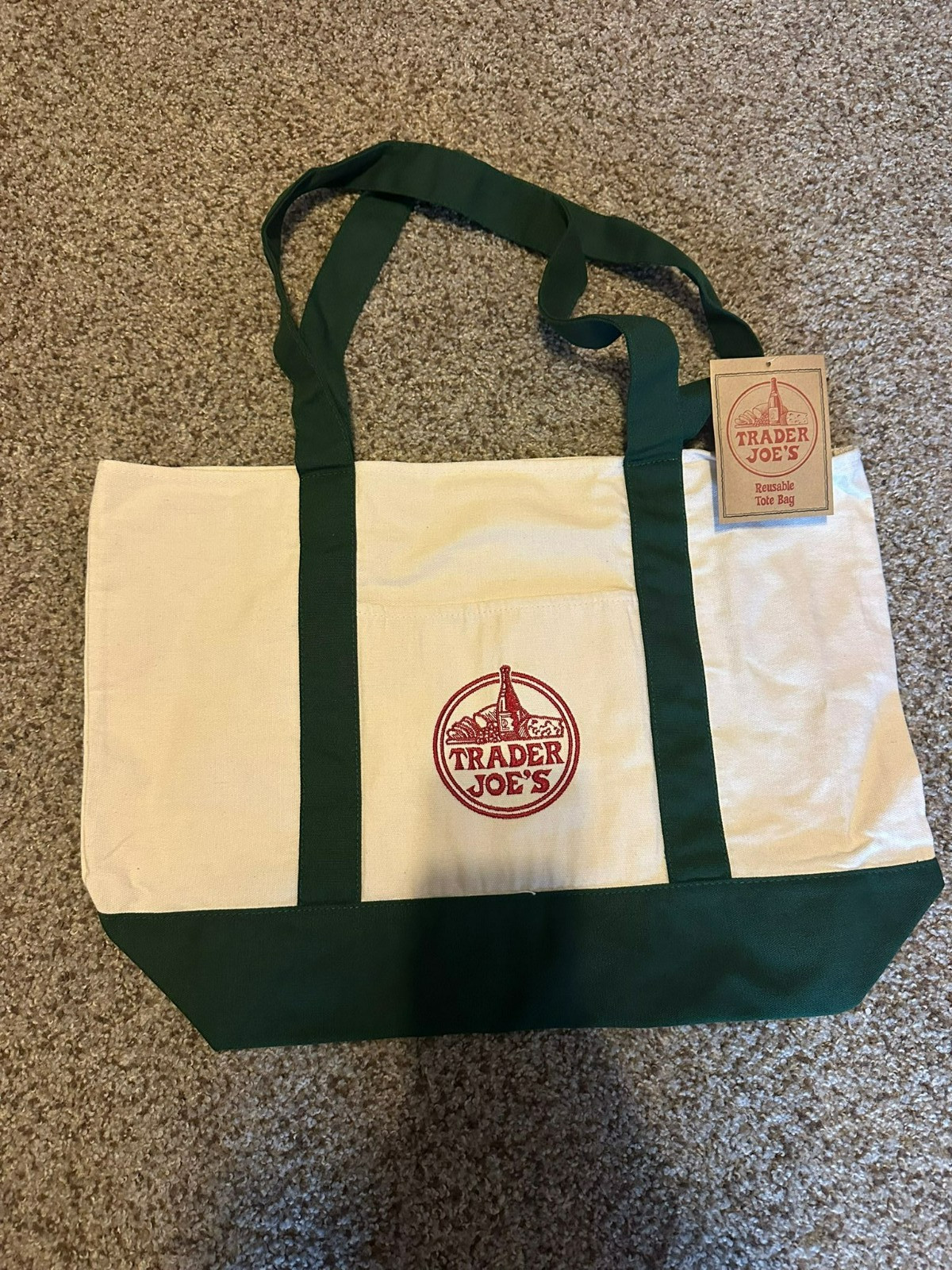 NWT Trader Joe’s Reusable Canvas Tote Bag – Heavy Duty Grocery Shopper Green