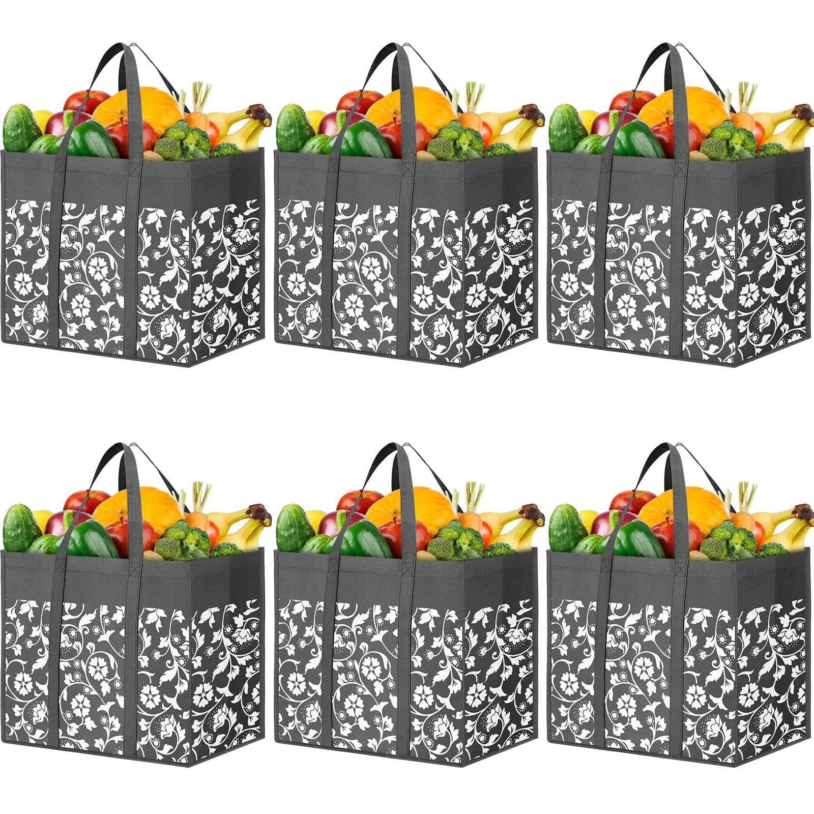 Reusable Grocery Bags Foldable Tote Bags bulk with Reinforced Handles Shoppin…