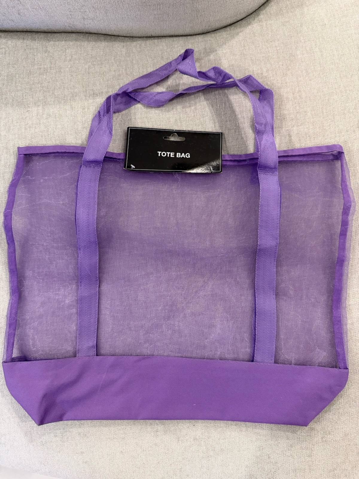 Foldable Mesh Polyester Tote Bag, Solid Purple, Reusable Shopping Bag