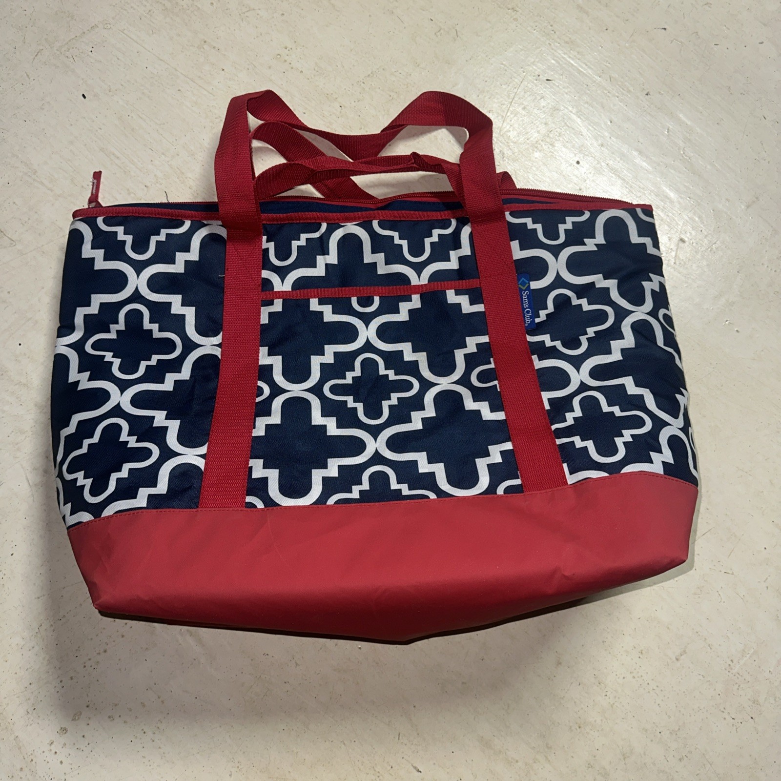 Sams Club Member’s Mark Cooler Tote Insulated Shopping Bag Red Blue Reusable Geo