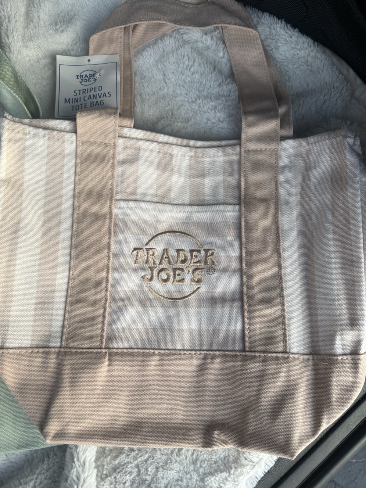 Trader Joe’s Mini Pastel Stripe Canvas Tote Bag Limited Edition Set Of 4 In Hand