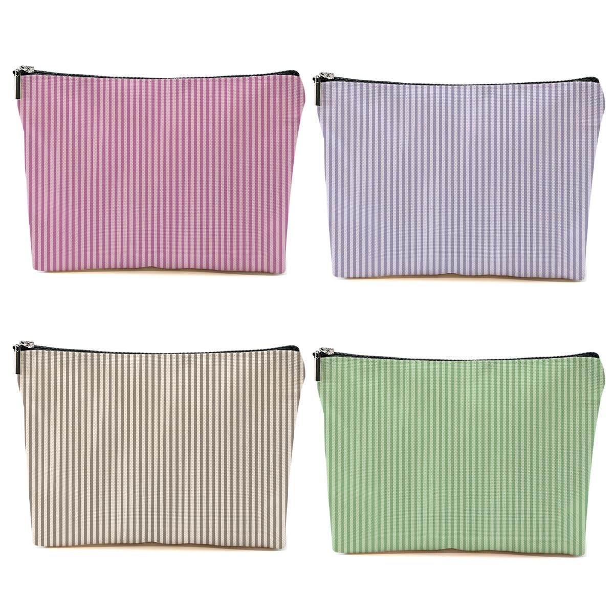 4 PCs Preppy Makeup Bag Aesthetics 9.62 * 7.42 Inches, Multicolor 0217