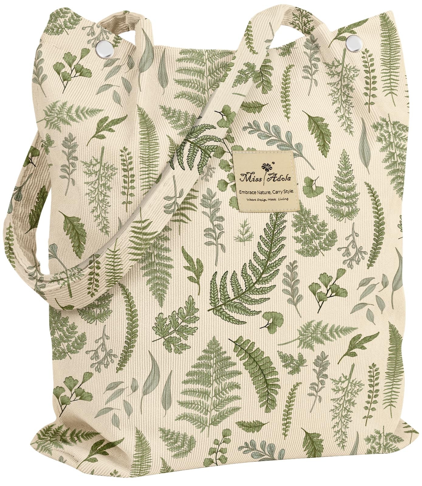 Corduroy Tote Bag for , Leaf Collection