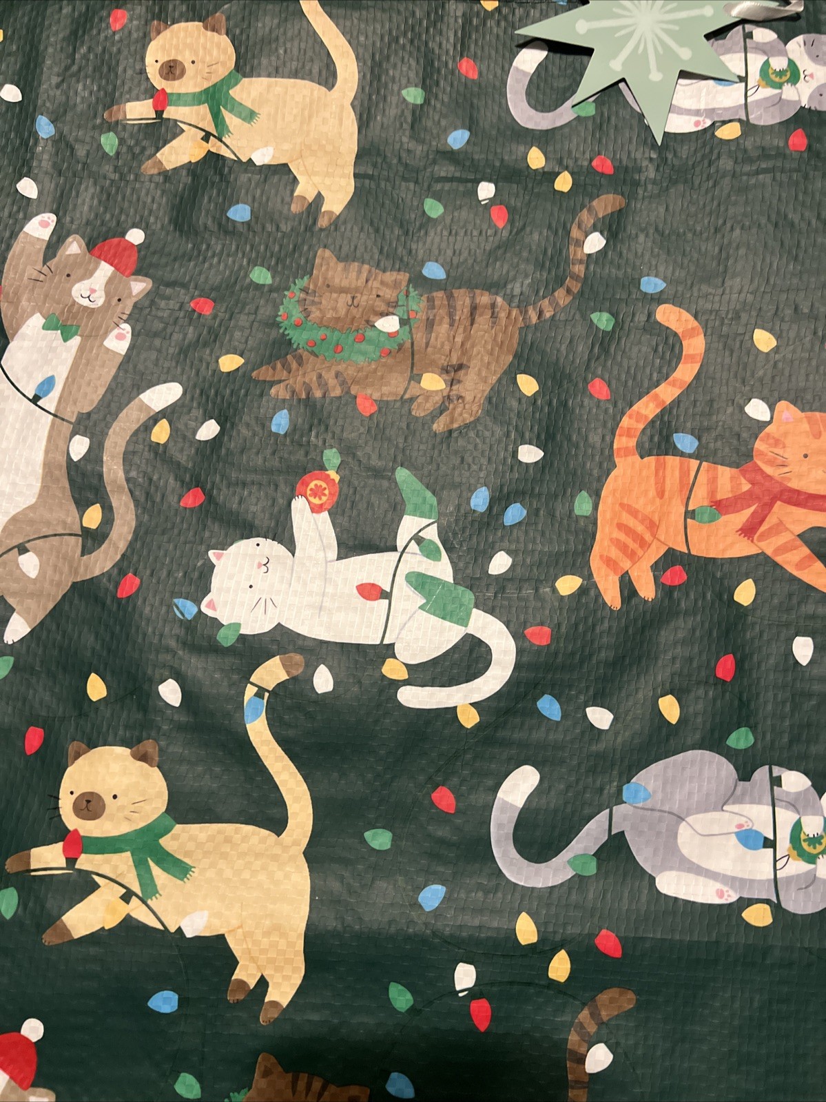HOMEGOODS Christmas Cats Cat Multicolor Lights Ornaments Shopping Tote Bag NEW‼️
