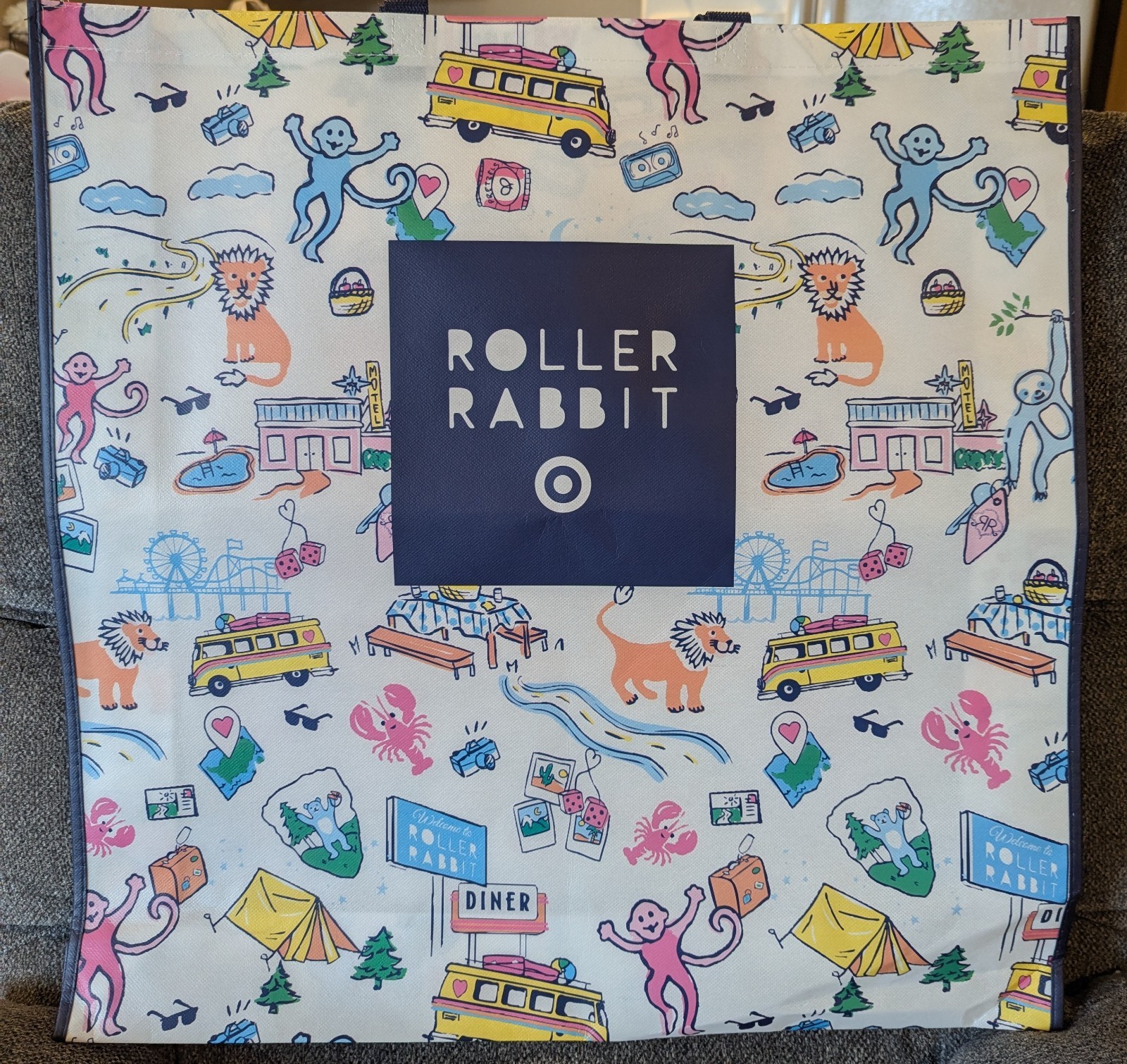 Roller Rabbit Reusable Shopping Bag Multicolor All-Over Pattern