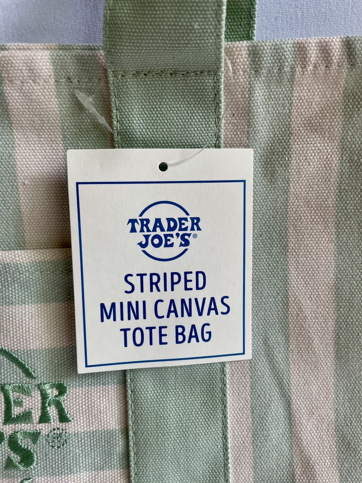 Trader Joe’s Limited Edition Striped Mini Canvas Tote Bag (2026) – GREEN/WHITE