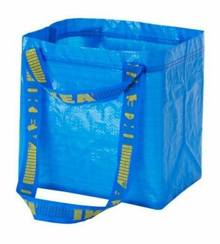 Ikea Brattby Blue Shopping Tote Bag Reusable Heavy-Duty 10.5x8x10.5 Inch Set 2