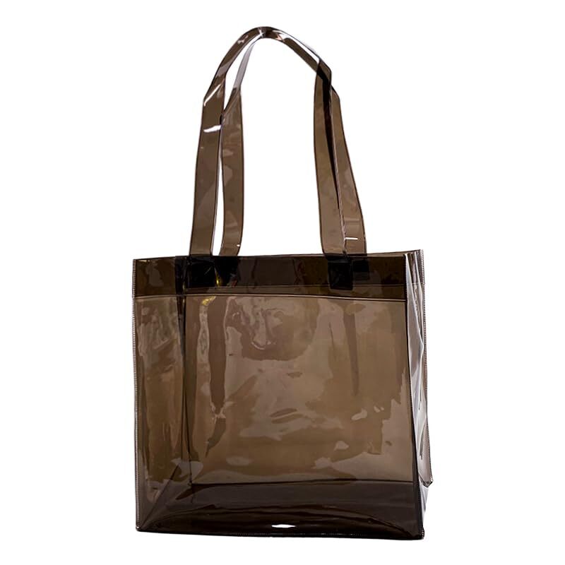1pcs Back Waterproof Large Transparent Pvc Shopping Clear Tote Bag with Handl…