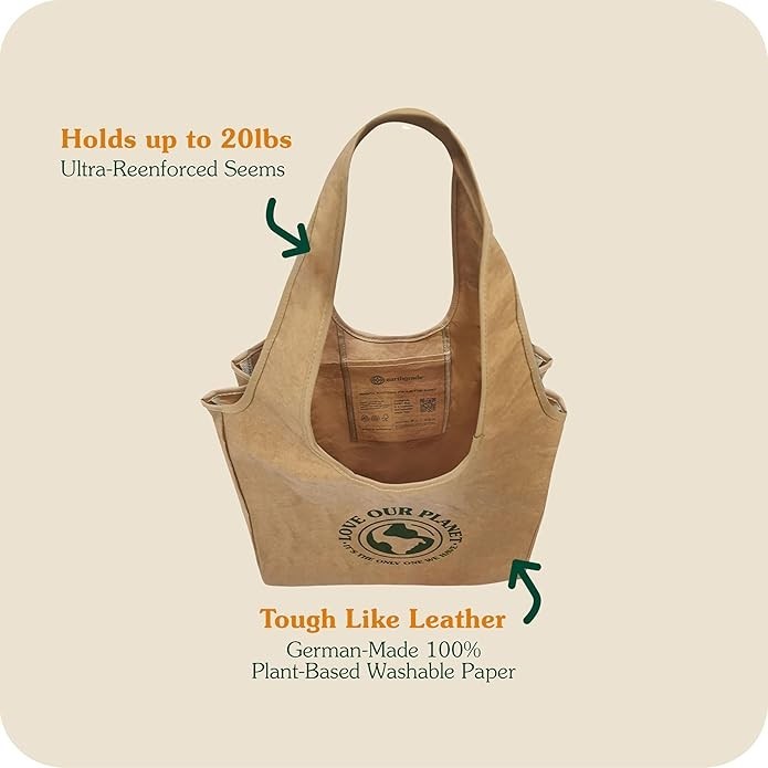 Reusable Grocery Bag – Sustainable Washable Paper Tote, Shoulder Bag