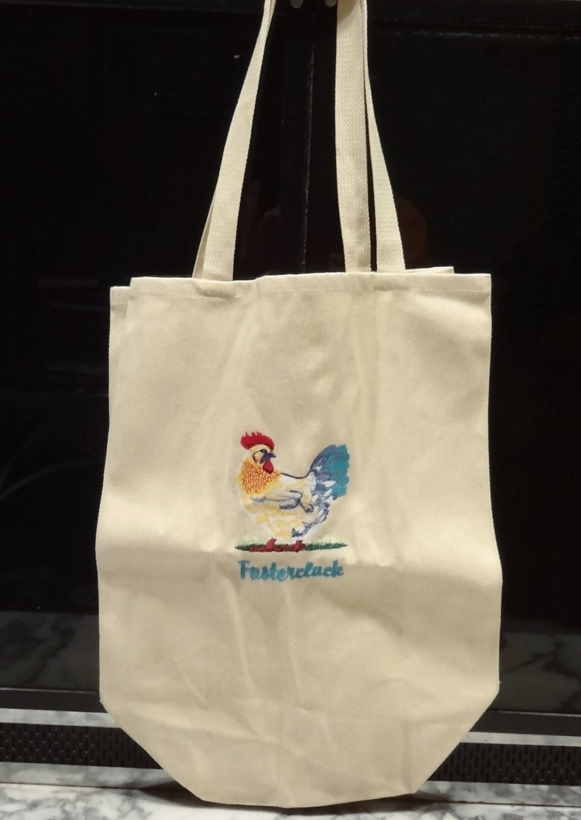 Port Authority FUSTERCLUCK TOTE BAG Chicken Rooster Canvas Reusable Shopping 18″