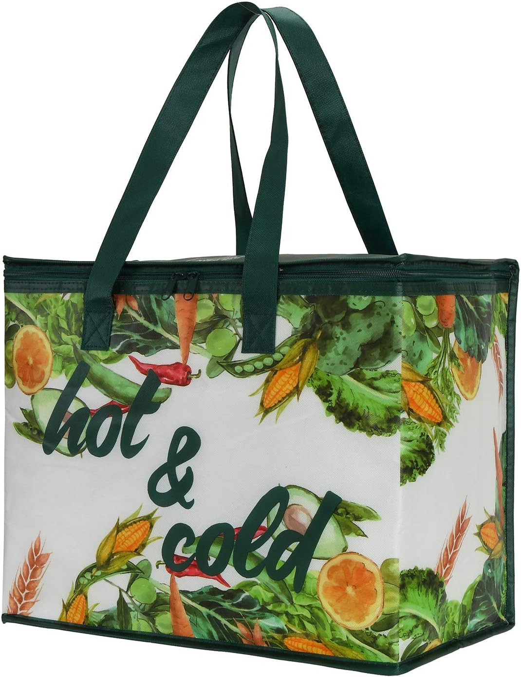 4 Pack Insulated Reusable Grocery Bag, Large Shopping Tote with Zippered