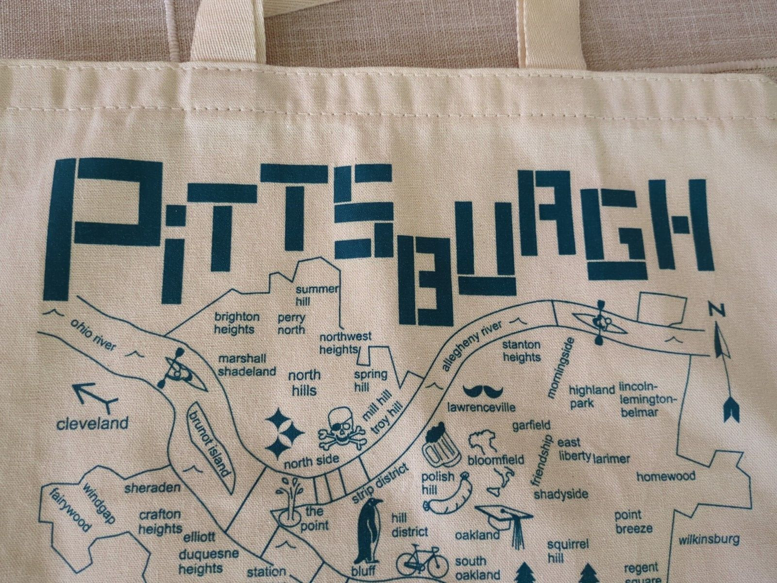 Pittsburgh, Pennsylvania, USA, City Street Map Printed Natural Cotton Tote Bag