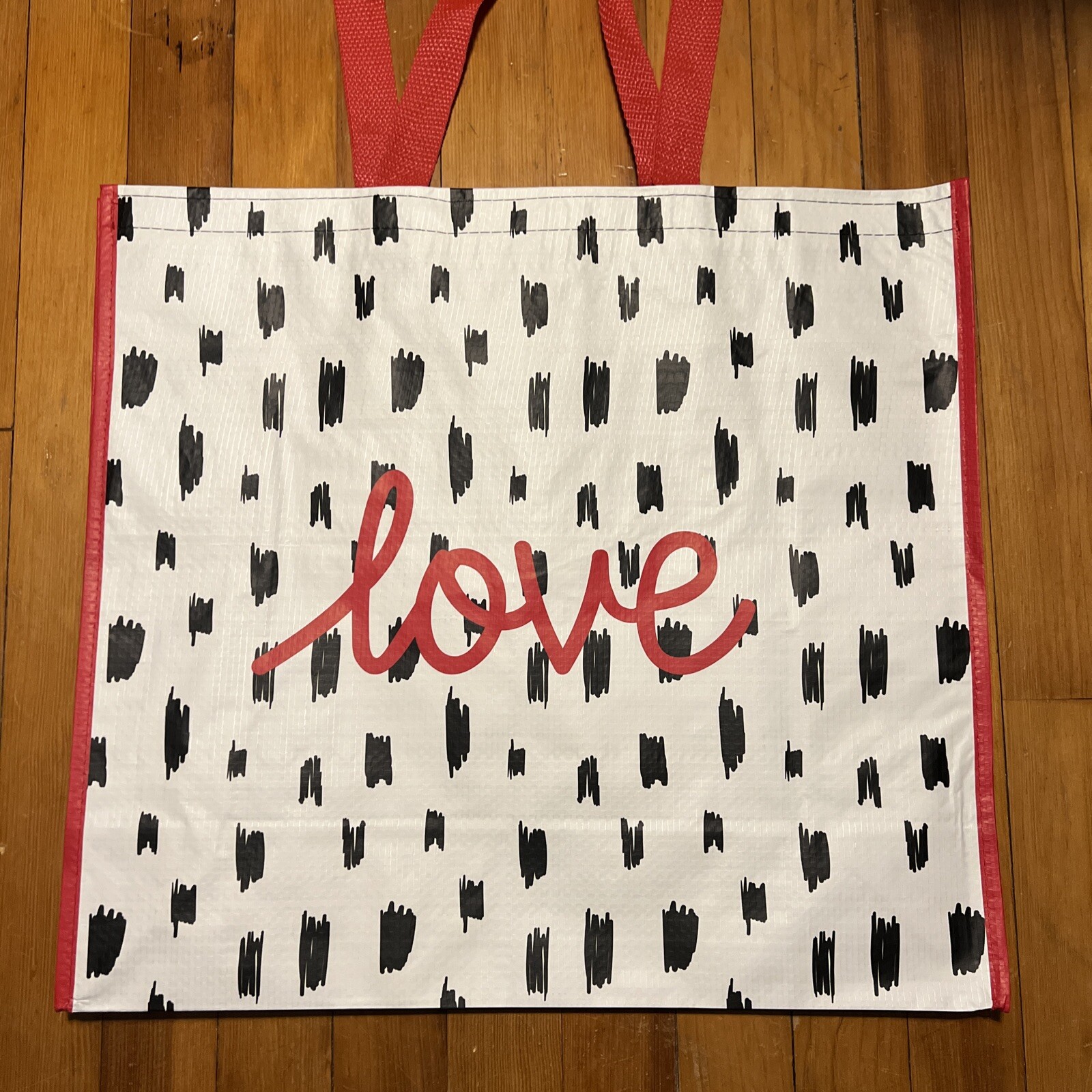 Reusable Shopping Bag Valentines Day ❤️ LOVE Spell out Homegoods Gift BLK&WHITE