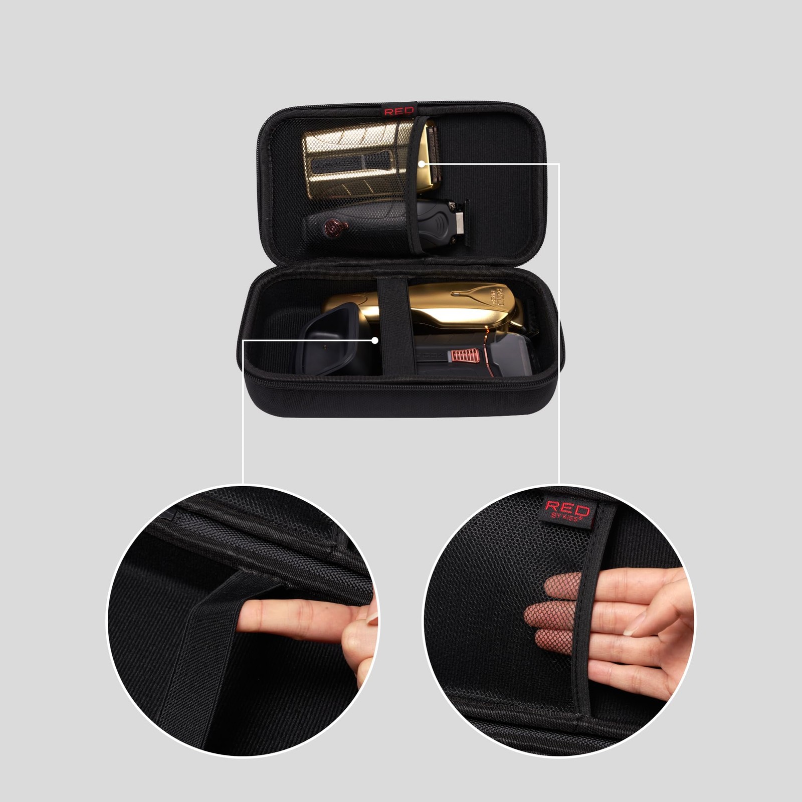 RED by Kiss Men Grooming Portable Organizer 9.25″ X 5.5″ X 2.75″, Black