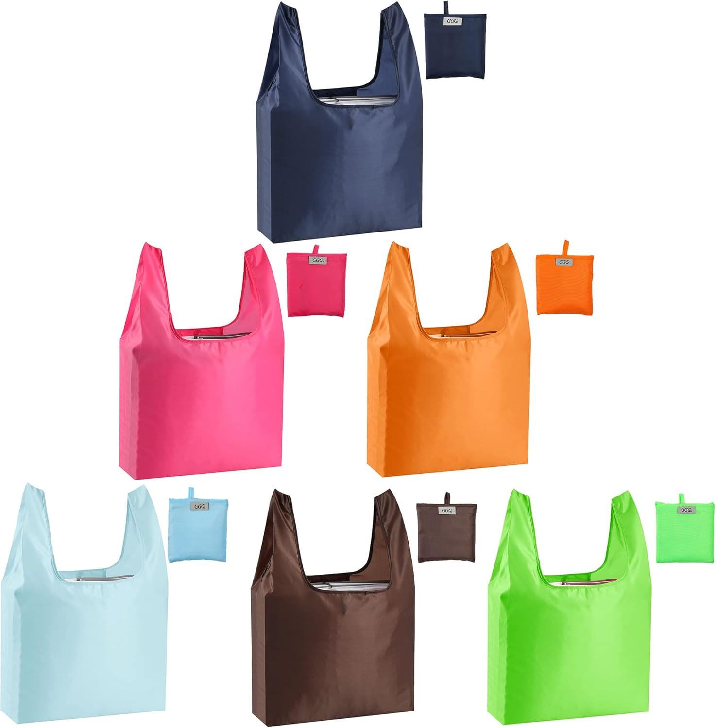 Large Reusable Bags Shopping Washable Foldable 6 Pack Grocery Bags Heavy Duty Li