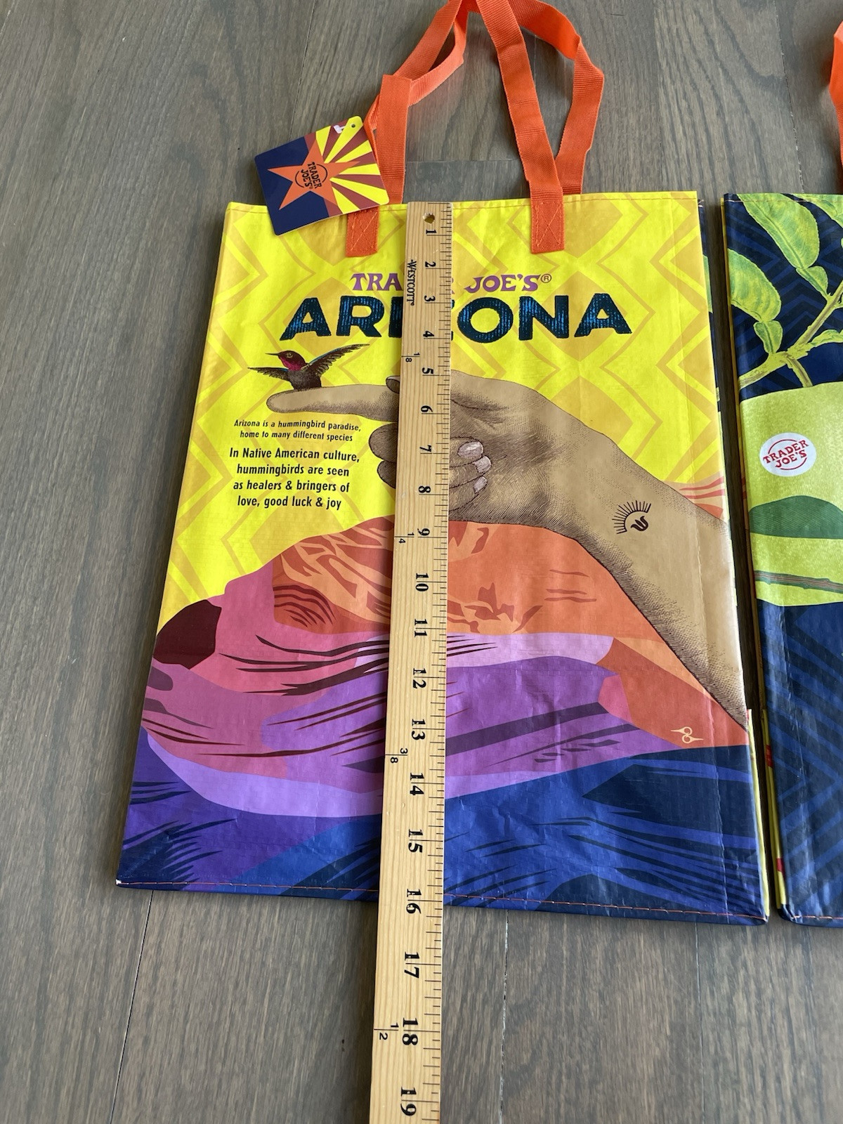 Trader Joes Recycled Arizona Reusable Shopping Bags Totes Set Of 2 New