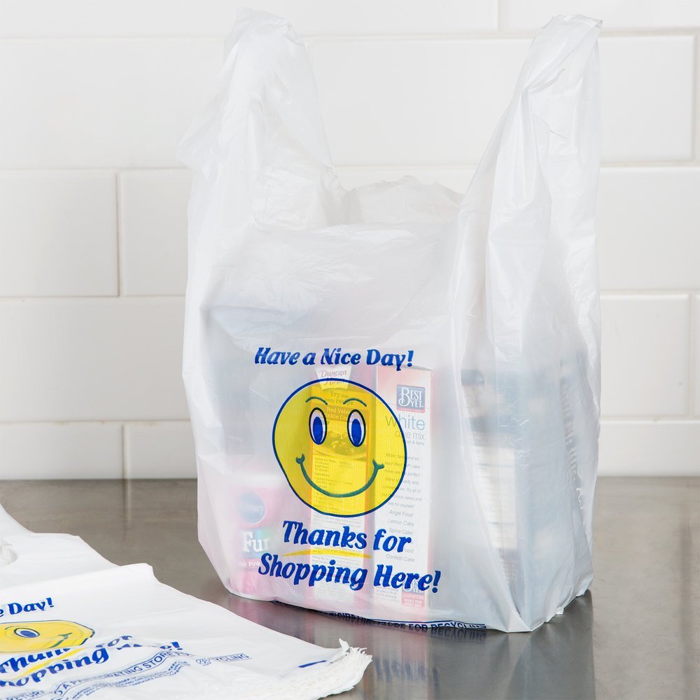 SMILEY Face T-Shirt Plastic Shopping Bag 1/6 Size & 1/8 Size