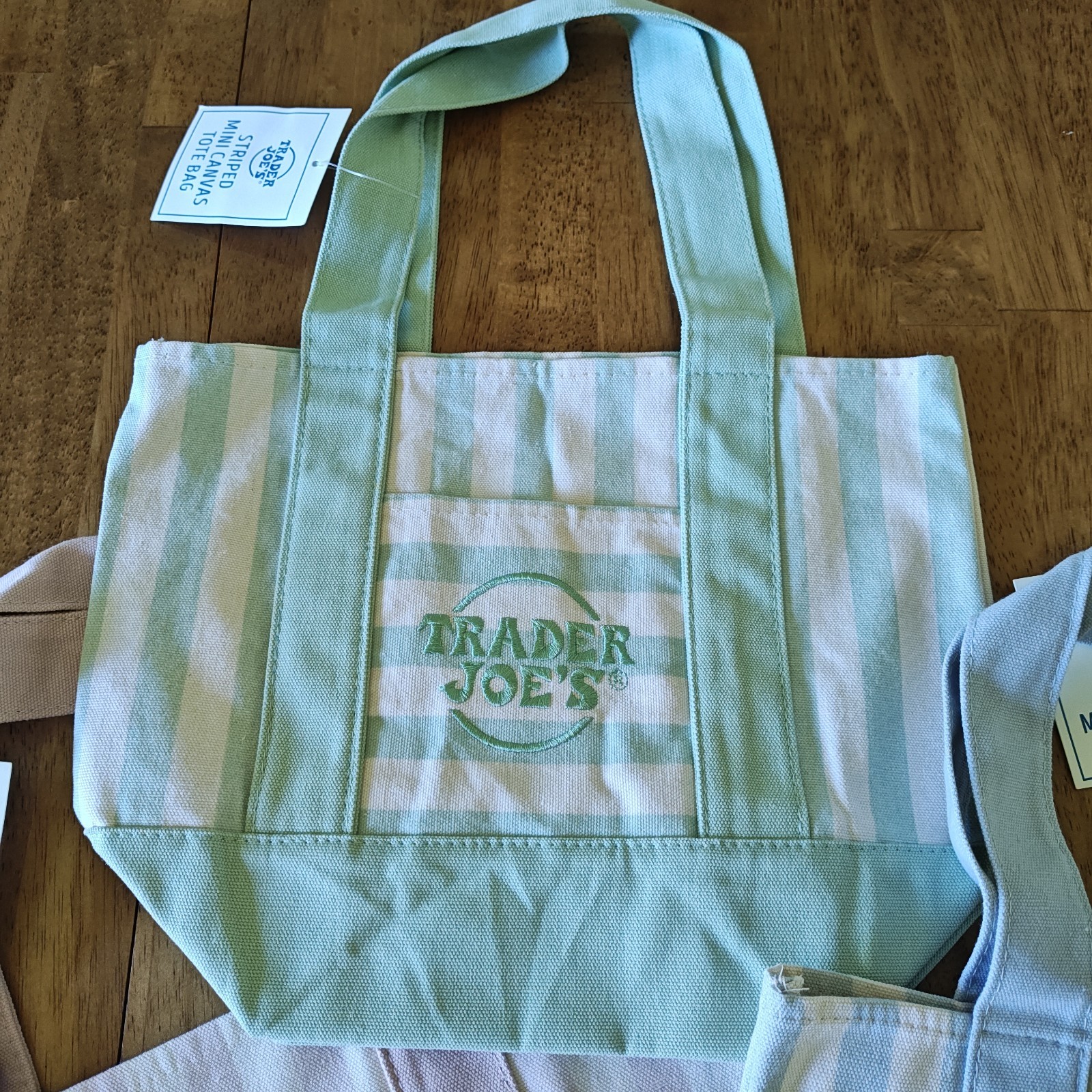 Trader Joe’s Mini Pastel Stripe Canvas Tote Bag Limited Edition Set Of 3 2026