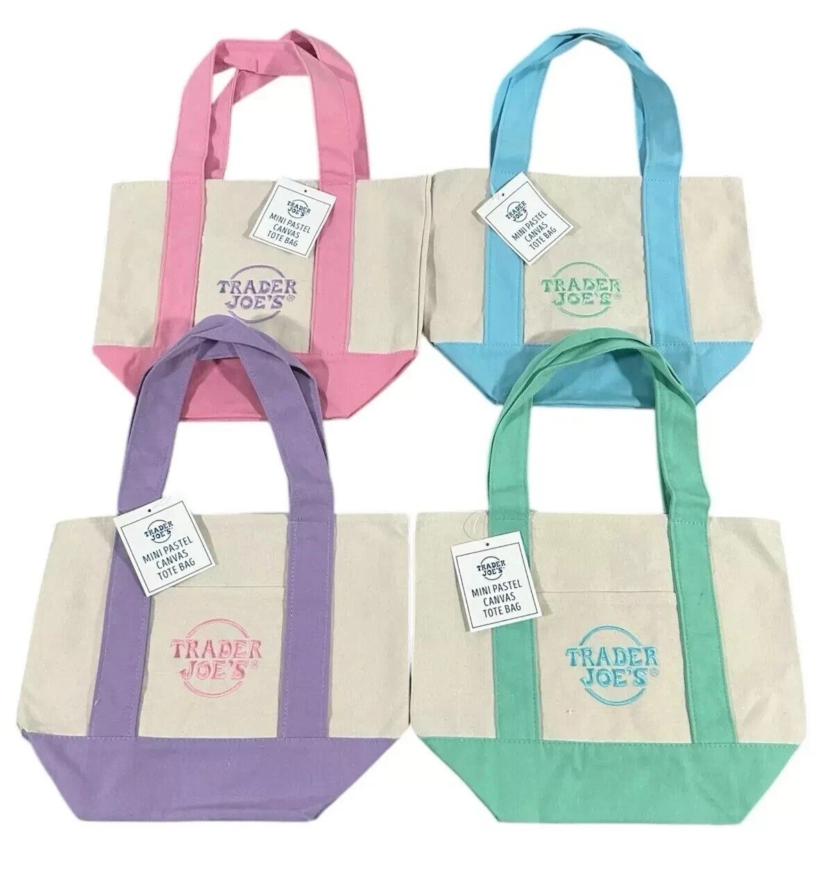 NWT- Trader Joe’s Mini Canvas Tote Bag (ONE BAG, CHOOSE COLOR)