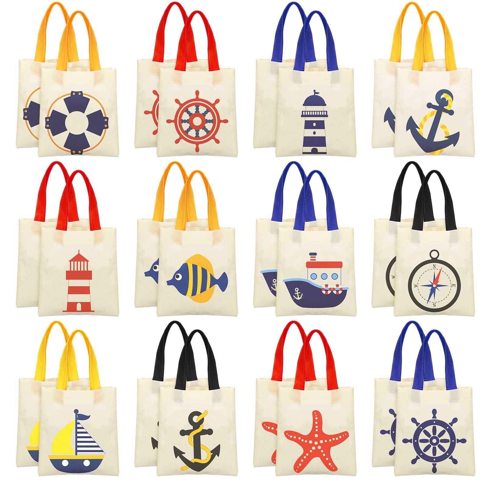 24 Pcs Nautical Gift Bags Nautical Theme Party Favors Non Woven Fabric Anchor…