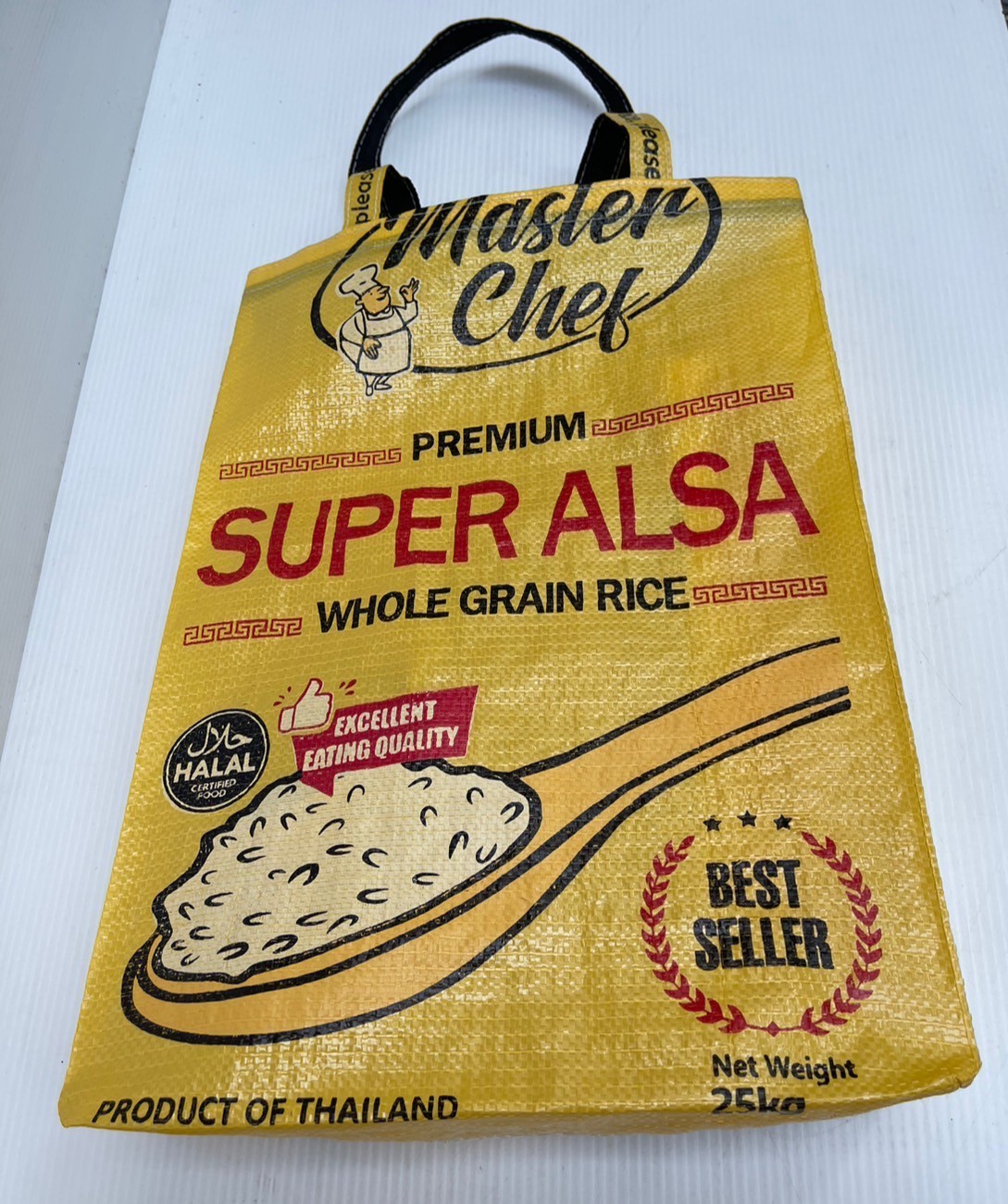 Vintage Shoulder Bag Yellow Rice Sack Eco – Friendly Master Chef Pattern Size XL