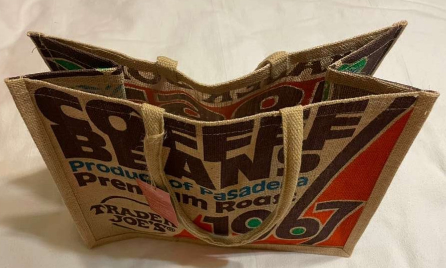 NWT! Trader Joe’s Pasadena 1967 Coffee Beans Reusable Jute Tote Bag