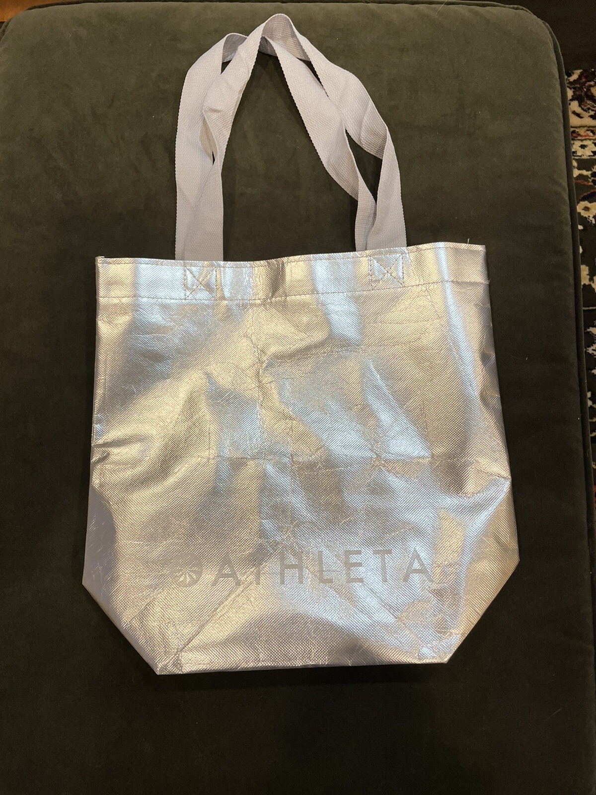 Athleta Silver Shopping Bag 14×14