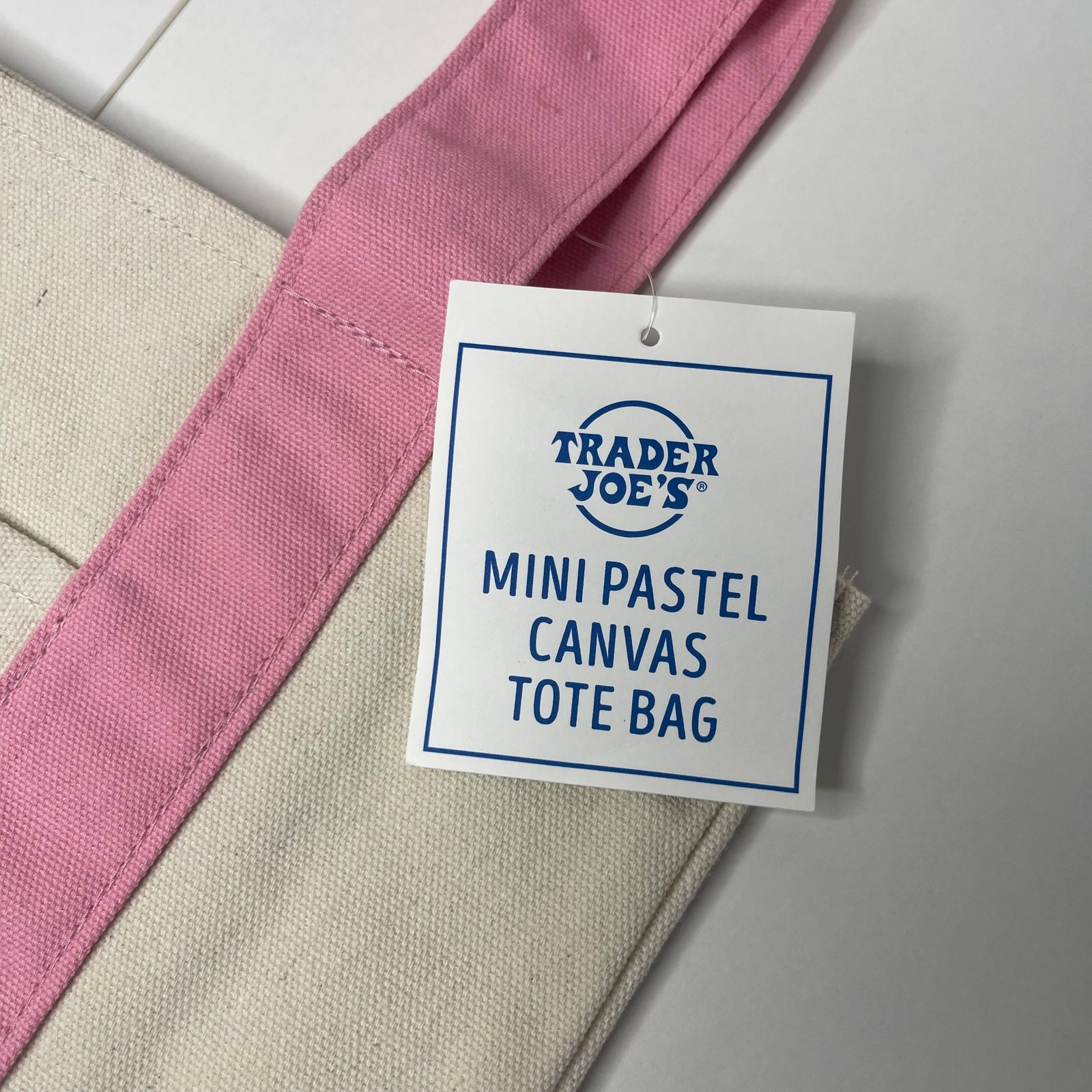LOT Set of 4 — Trader Joe’s Canvas MINI Tote Bag — Pastel Purple Green Pink Blue