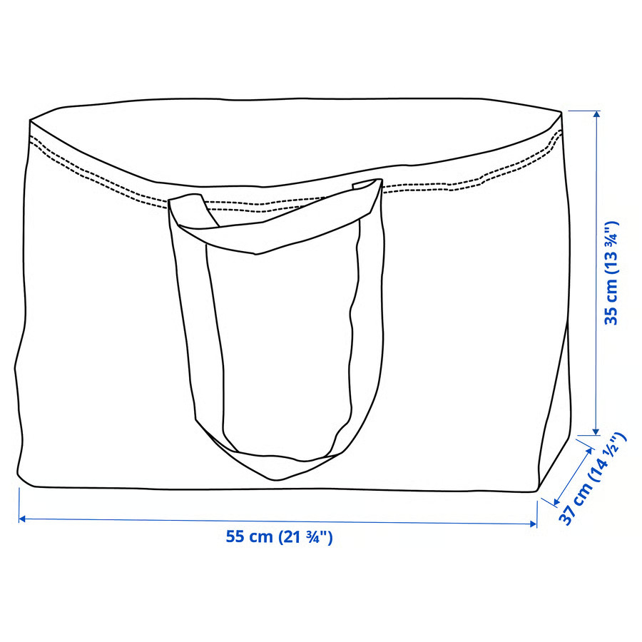 2PC IKEA Frakta LargeSize Shopping Bag Blue Sturdy Laundry Grocery Durable-19Gal