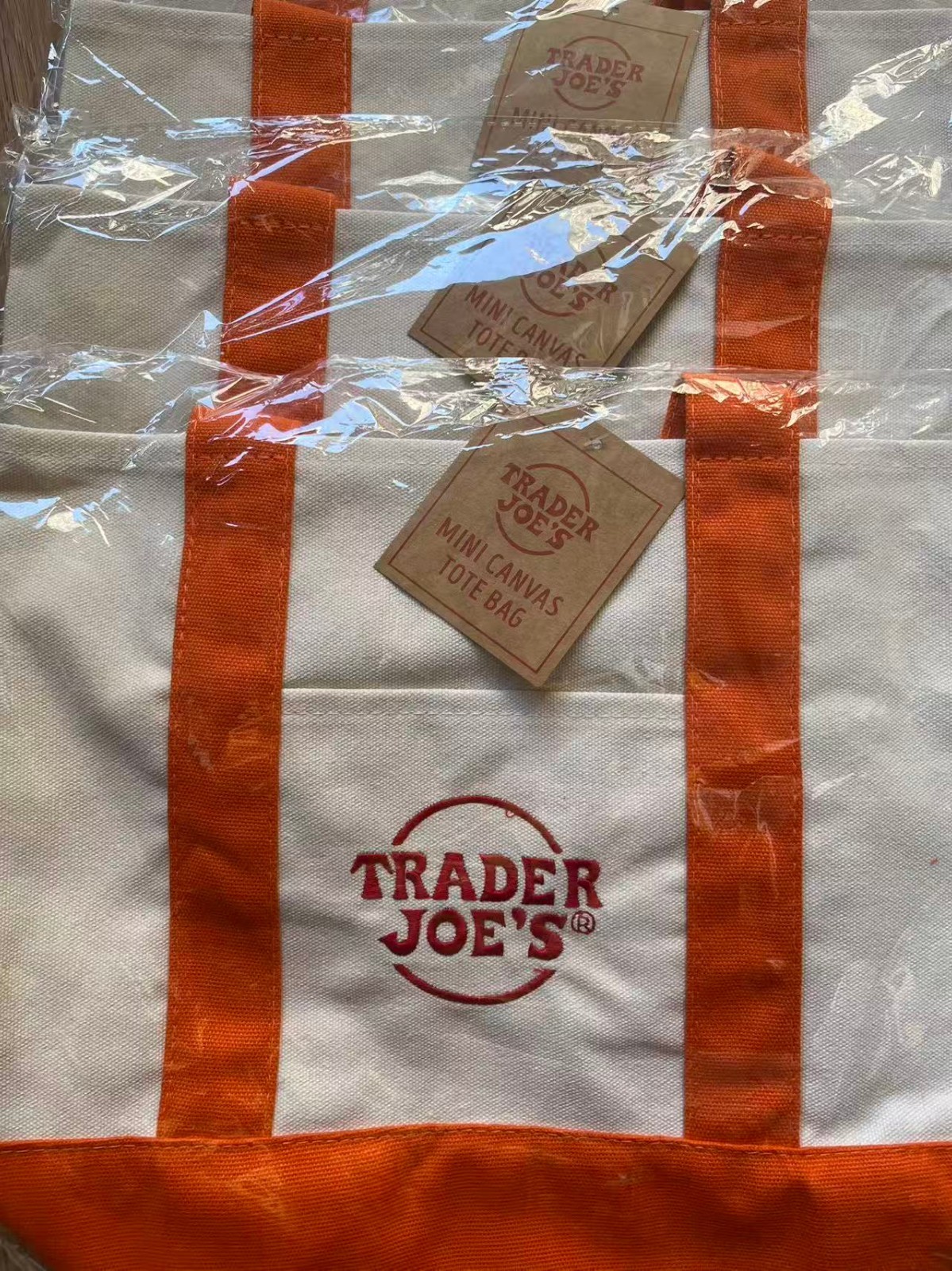 1PC Dreamy orange Trader Joe’s Pastel Mini Canvas Tote Bags New Year gift bag1