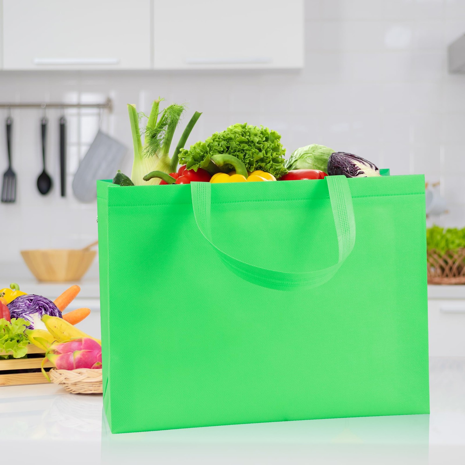 Large Non Woven Tote Bags 15.7 Inch Rainbow Reusable Shopping Groceries