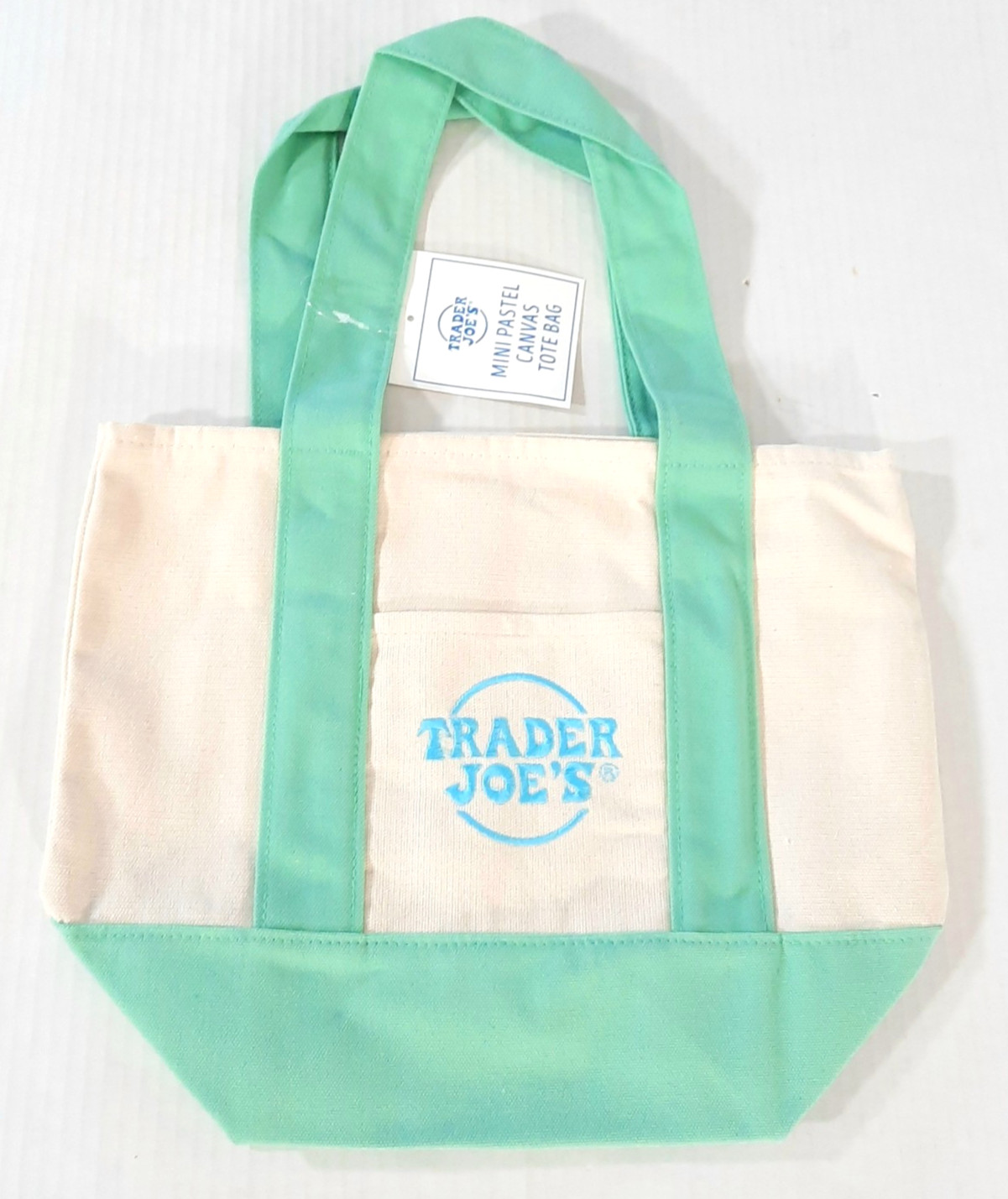 Trader Joe’s Mini Pastel Canvas Tote Bag in Green NWT