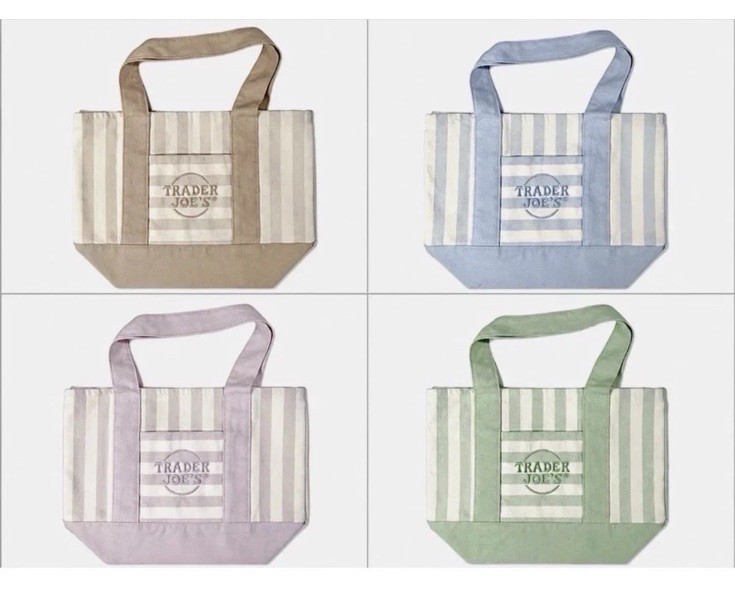 Trader Joe’s Mini Tote Bag 4-Pack Set Pink Blue Green Beige New