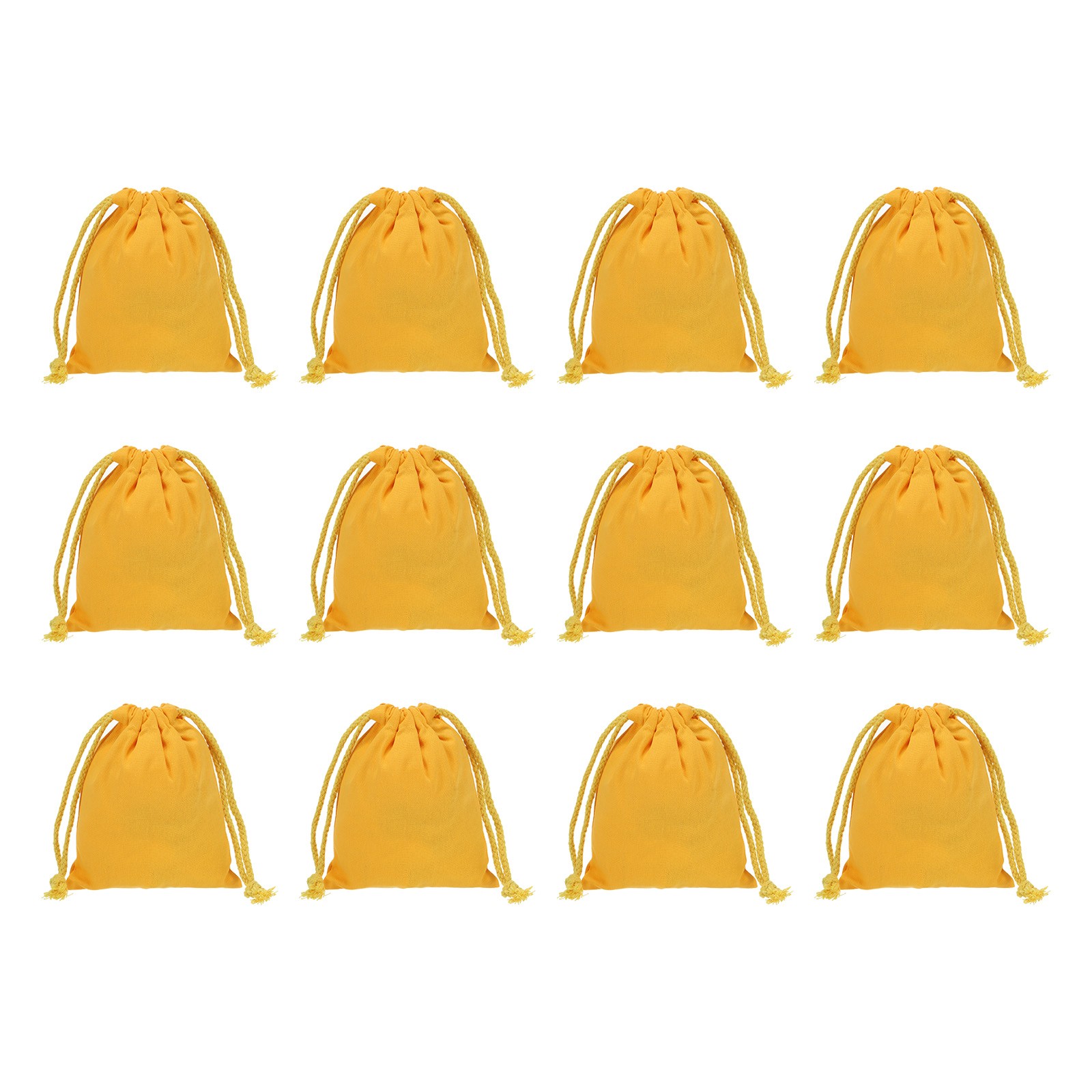 12pcs 100% Cotton Reusable Drawstring Bags, 5×6″ Dust Bags, Yellow