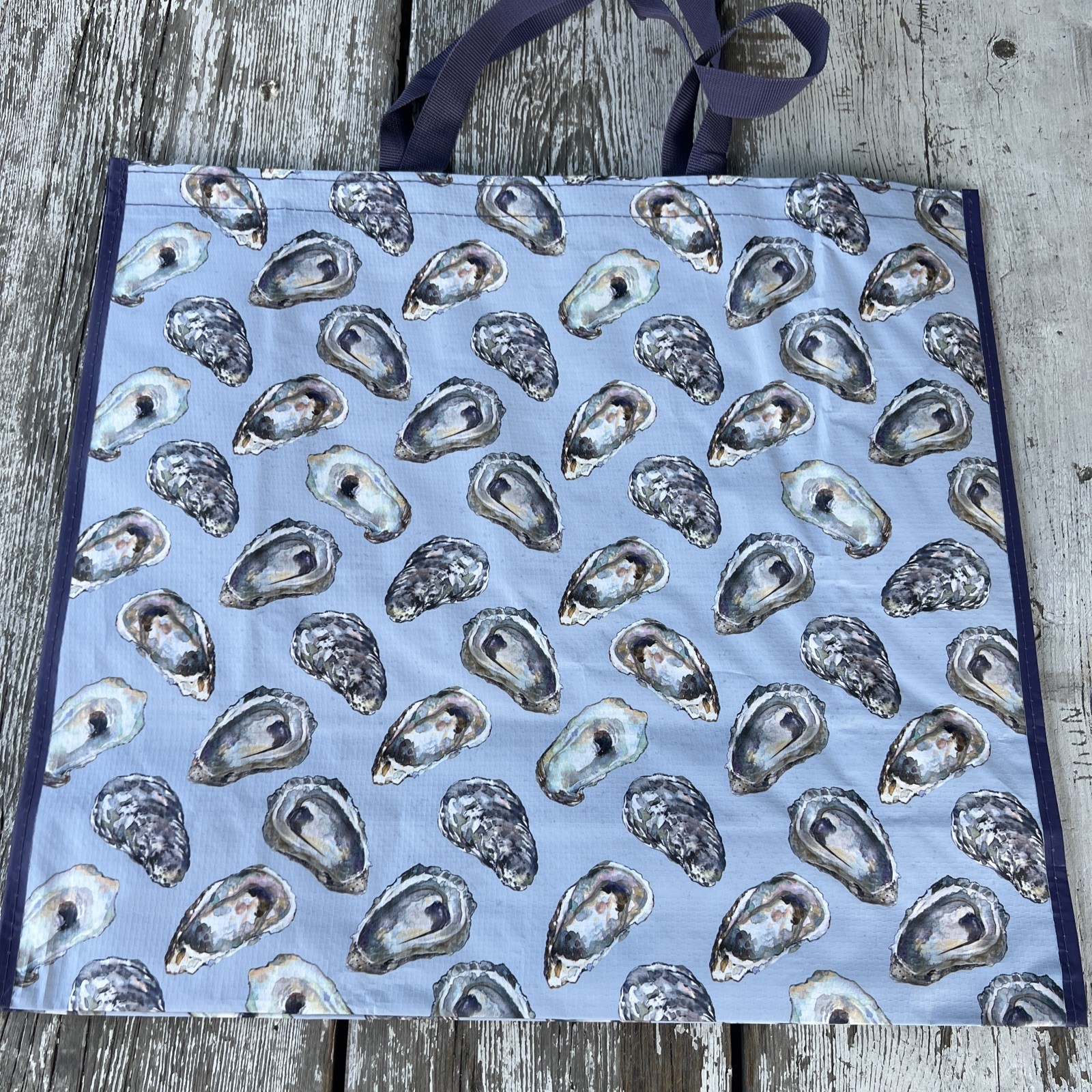 NEW Large Reusable Shopping Bag – Beautiful Design! OYSTERS 🦪 all OVER free✈️