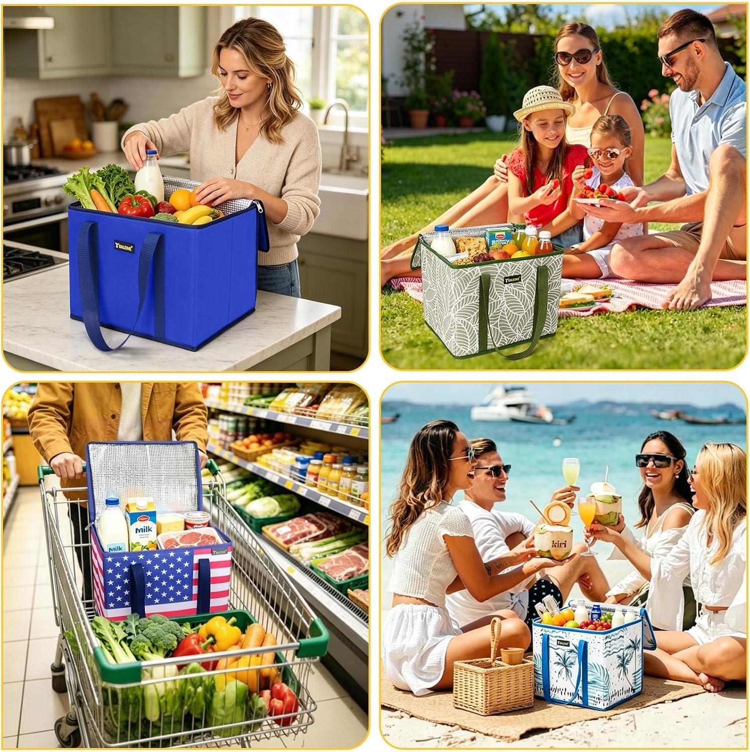 Foldable Insulated Grocery Bags with Reinforced Bottom – Eco-Friendly Style!